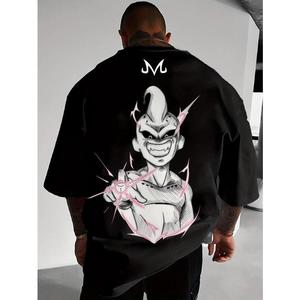 Camiseta Oversize Negra con Estampado de Majin Buu y Letra M para Hombres Estilo Anime Manga Ideal para Uso Diario y Eventos Informales Talla Ideal y Comodidad Excepcional