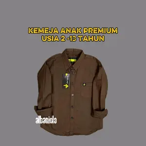 Kemeja Anak Lengan Panjang Untuk Usia 2-13 Tahun Fashion Premium Warna Coklat Mahogani Pasangan Adik Kakak