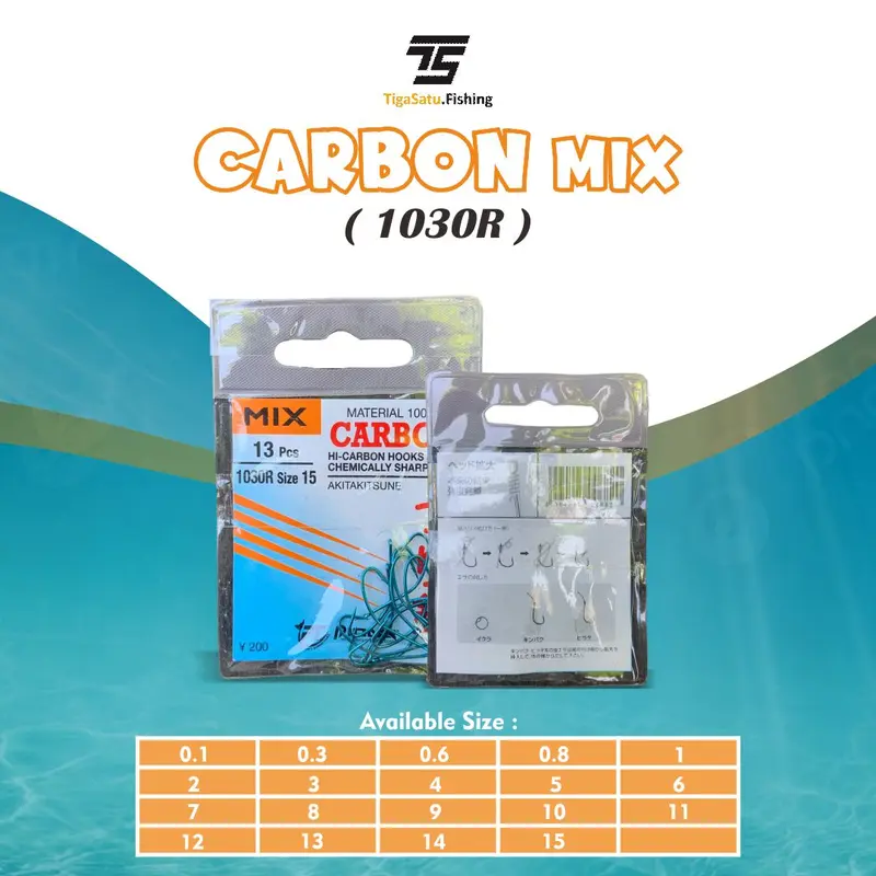 Mata Kail Akita Kitsune Carbon Mix 1030R Ukuran 0,1 0,3 Biru Jig Pancing Ikan 2