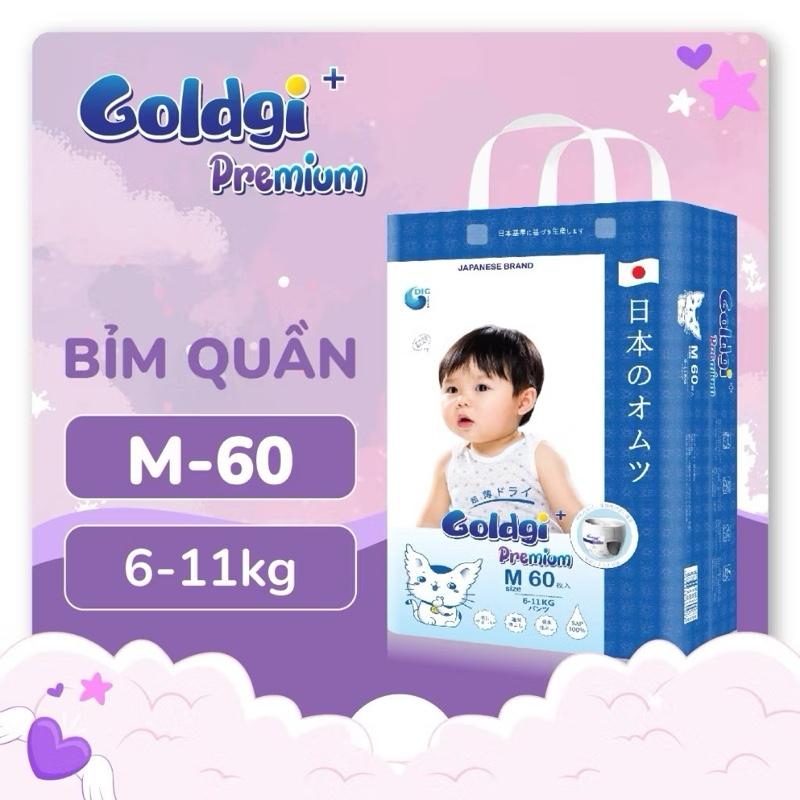  Bỉm GOLDGI cao cấp M60 L48 XL44 XXL32 premium 
