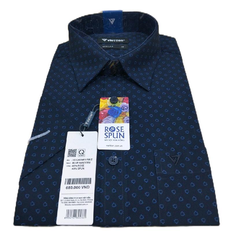  Áo sơ mi Việt Tiến mã 1263 tay ngắn vạt bầu. fom REGULAR 