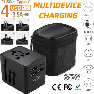 Universal Travel Adaptor 3.6A Fast charging Colokan adapter Dual USB Dual Usb colokan internasional US / EU / AU / UK