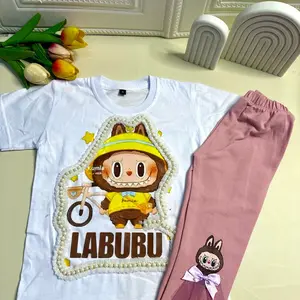 AR7--oneset anak perempuan 1-10th labu timbul/1stel baju legging anak cewek Katun