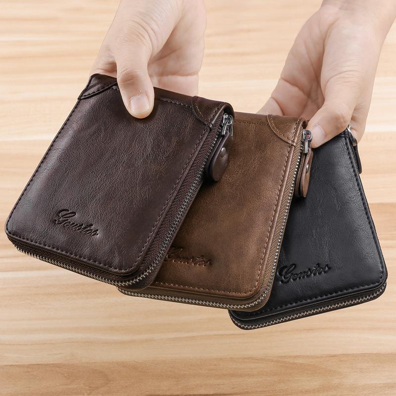 Túi ví thời trang unisex mới 2024, có ngăn kéo khóa và đựng tiền xu, thẻ tiện lợi cho sinh hoạt hàng ngày