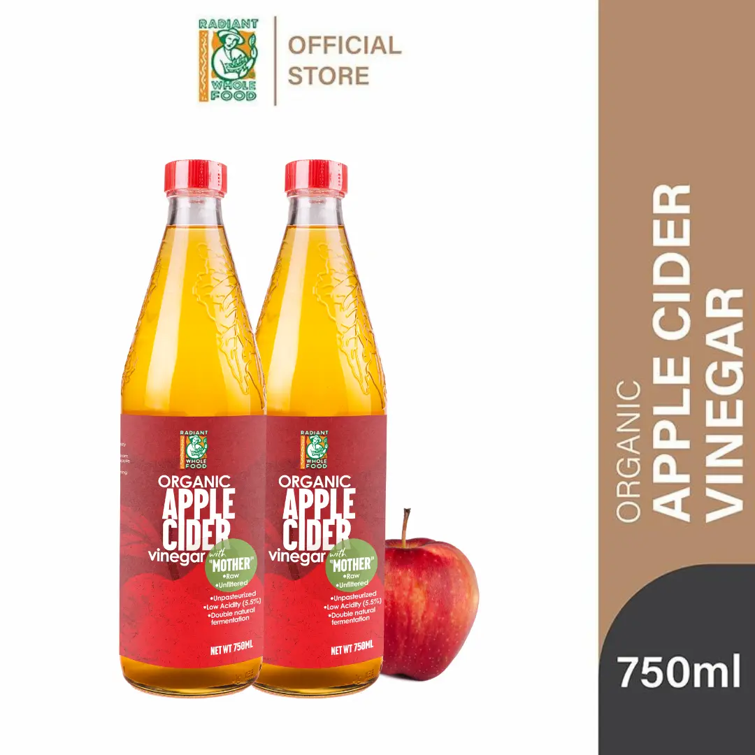 [Twin Pack] Radiant Organic Apple Cider Vinegar (750ml x 2 Bottles) Cooking Food
