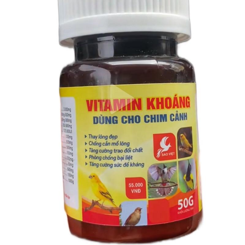 Lọ Vitamin Và Khoáng Sao Việt tem mới chống hàng giả (50g) Hỗ Trợ Quá Trình Thay Lông Cho Chim Cảnh caxi biotin