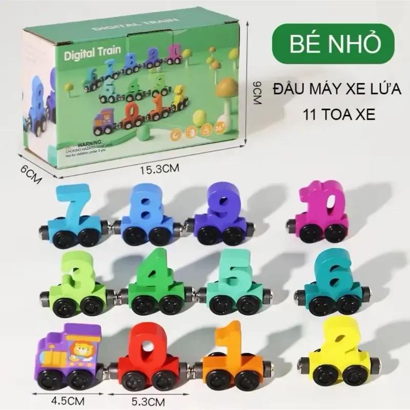 Đồ Chơi Đoàn Tàu Nam Châm Bằng Gỗ 11 Toa Xe Chữ Số Giáo Dục Sớm Cho Trẻ Phát…
