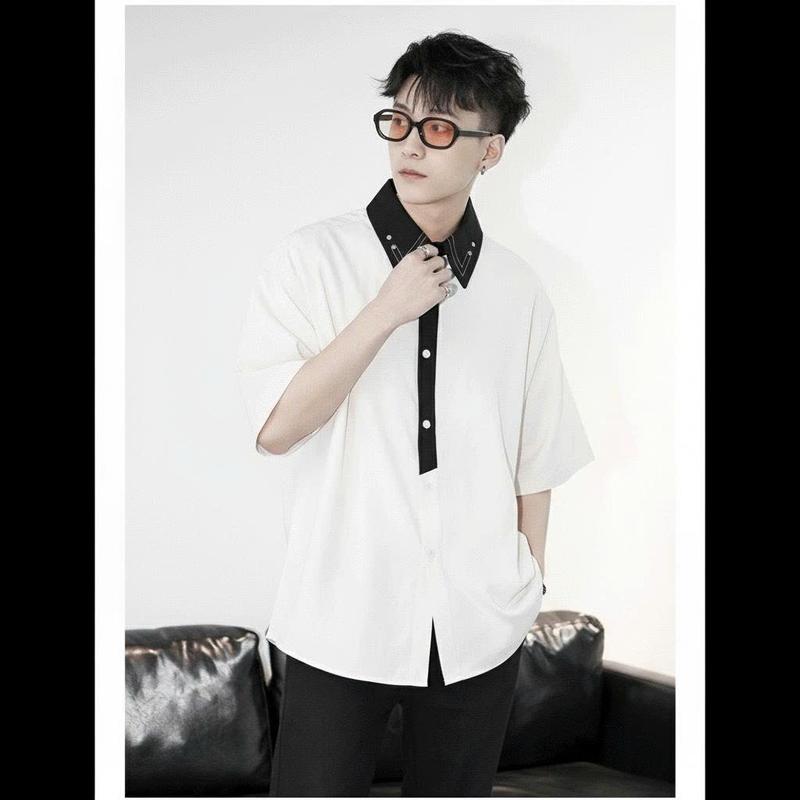 CÓ BIGSIZE ĐẾN 105KG JAMINE HOUSE Áo Sơ Mi Nam Nữ Tay Ngắn Họa Tiết In Thời Trang Unisex Phong Cách Cá Tính Menswear Đen Trắng đỏ Chất Lụa Mango