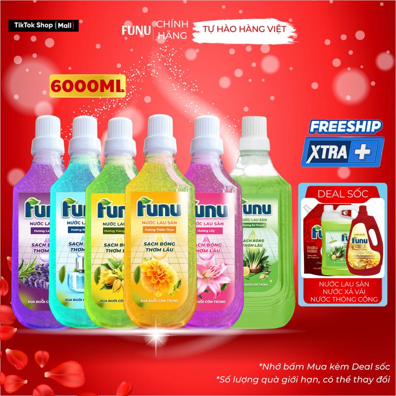  Funu Combo 5-6 Chai Nước Lau Sàn Funu Siêu Tiết Kiệm Hương Chanh Sả Khử Mùi Hôi Thú Cưng Xua Đuổi Côn Trùng Làm Sạch Sâu Bảo Vệ Bề Mặt 