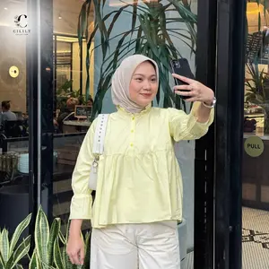 CILILY- Meira Blouse Wanita Poplin Atasan Wanita Kancing Gold