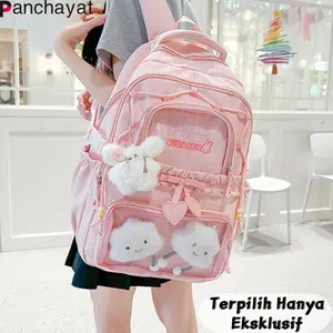 Panchayat tas fashion korea kantong sekolah wanita tas tahan air tas belakang wanita 2025 backpack snack