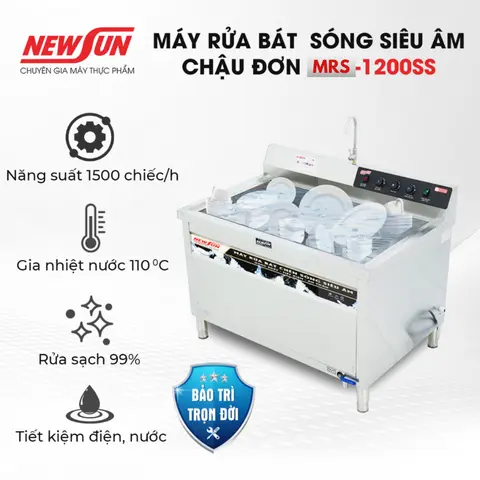 Máy rửa bát chén siêu âm chậu đơn NS-1200SS NEWSUN (Gía bán chưa bao gồm phí Newsun vận chuyển)