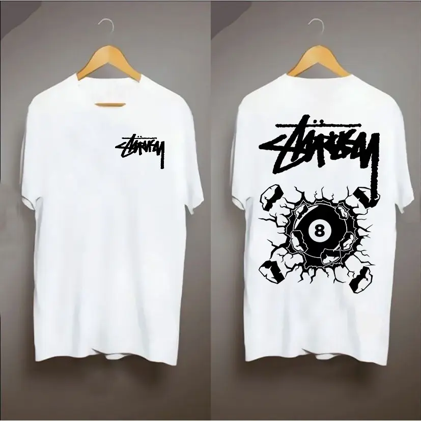 Kaus lengan pendek bercetak bola Billiard No 8 atasan longgar leher bulat pria trendgmhlhscxnj Katun Kain Nyaman Sablon Spandex Panjang Kaos Polos Unisex Unik Distro Kerah T-Shirt Baju