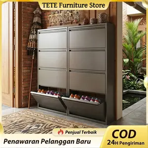 TETE_1 Rak Sepatu Rak Sepatu All-Metal Rak Sepatu Berlapis Logam Tahan Karat Rak Sepatu Bertingkat Gaya Tertutup Rak Sepatu Besi Tempa Elegan Rak Sepatu Minimalis dan Kokoh Rak Sepatu Besi Tempa  Rak Sepatu Rak Sepatu All-Metal Rak Grey-A-4 bersejarah