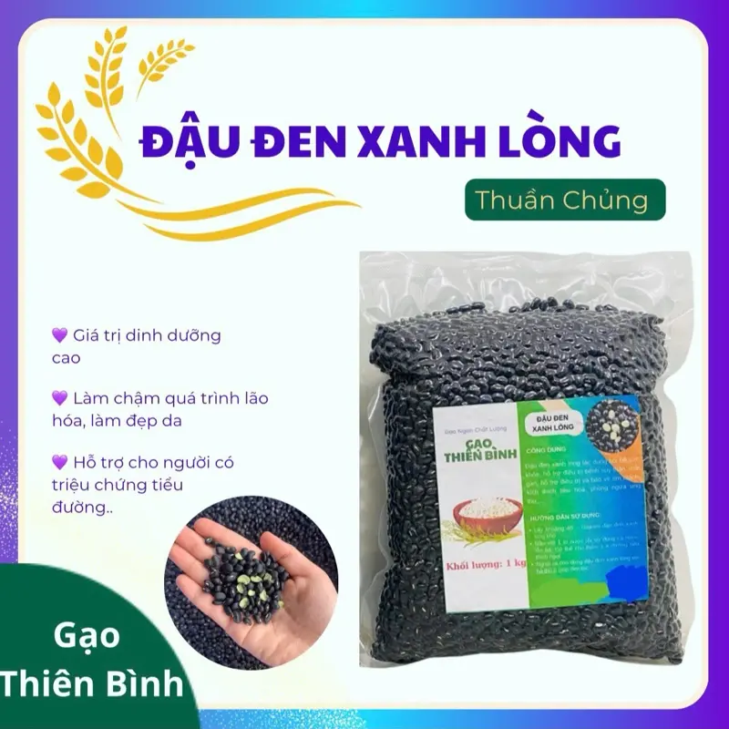 ĐẬU ĐEN XANH LÒNG THUẦN CHỦNG - Hạt nhỏ tự nhiên tốt cho sức khỏe (TÚI 1KG) 0
