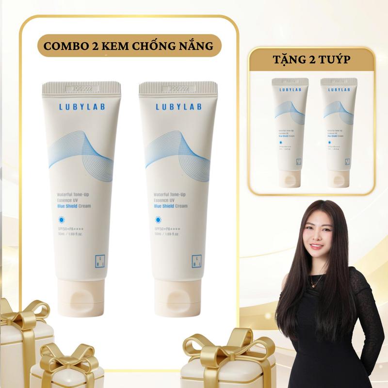 SN1764 - Combo 4 tuýp Kem Chống Nắng Lubylab Waterfull Tone-up Essence UV Blue Shield SPF50+ PA++++ 50ml