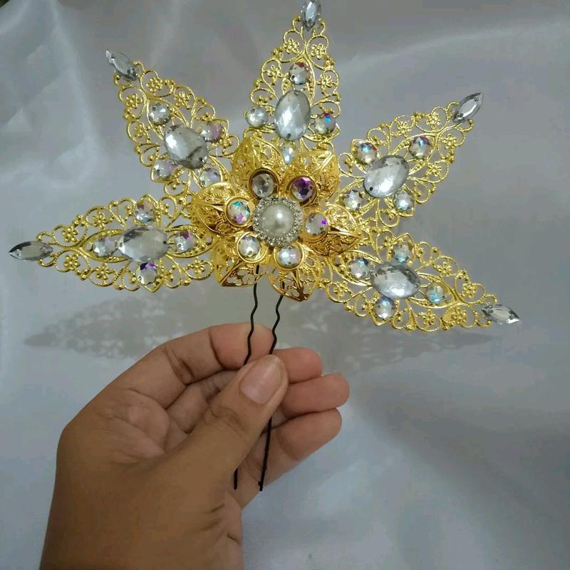 Hiasan Sanggul Tusuk Konde Bunga Emas Lempengan untuk Wanita - Aksesoris Hairdo Clips Gold Women 1