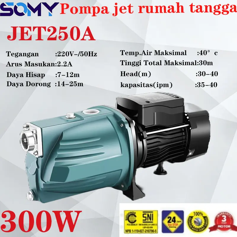 SOMY pompa air jetpump JET Pump JET250A  set komplit (jet pump 50 meter) PROMO pompa  air shimizu  indonesia pompacelup pompalistrik 1