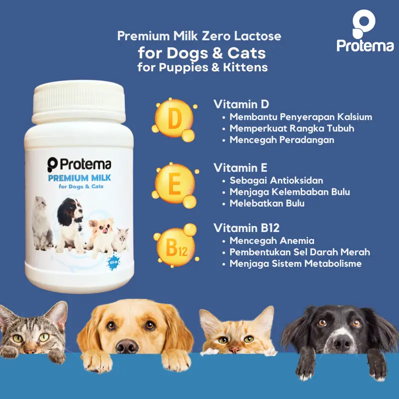 PROMO SUPER EXCLUSIVE - NATURAL PREMIUM MILK FOR CATS & DOGS | PROTEMA | 125 GR | SUSU KUCING DAN ANJING, MULTIVITAMIN LENGKAP DAN NUTRISI SEIMBANG 3