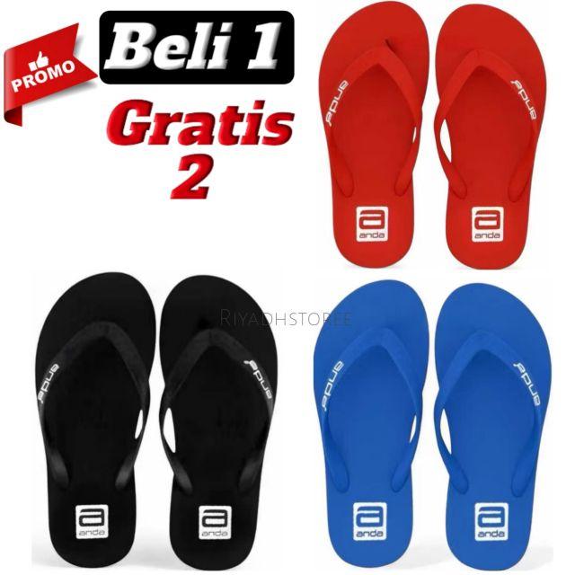 Riyadh Store Beli 1 Gratis 2 Sandal Jepit Casual Pria Wanita Logo Anda Bahan Spons Eva Berkualitas Empuk Nyaman Size 38-43 Riyadh Store Beli 1 Gratis 2 Sandal Jepit Casual Pria Wanita Logo Anda Bahan Spons Eva Berkualitas Empuk Nyaman Size 38-43
