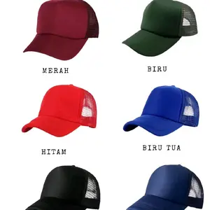 Topi jaring trucker polos premium pria wanita