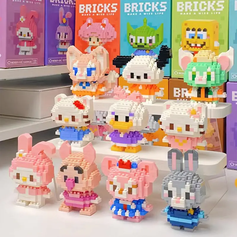 Nano Block Model Edukasi Anak Bricks Mini Karakter Kartun Mainan Balok Building Blocks DIY hadiah mainan peralatan makan kartun pendidikan lucu 6