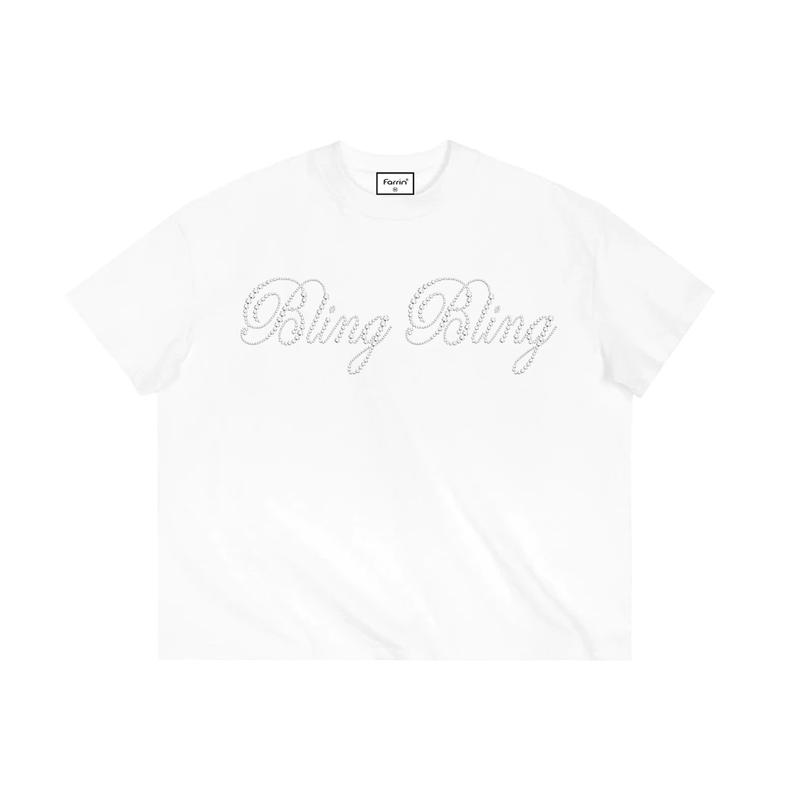   DEAL MỞ BÁN  BLING WHITE - ÁO THUN BOXY ĐÍNH ĐÁ FARRIN - 280gsm 