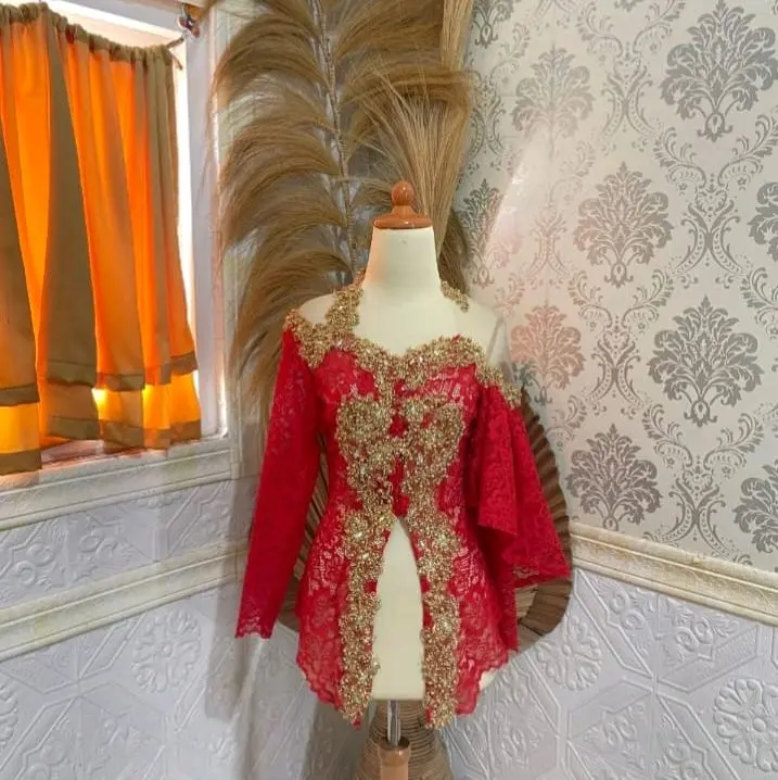 Kebaya Sinden Brokat dengan Hiasan Rumbai untuk Acara Formal Wanita - Pesta, Katun, Panjang, Baju, Atasan, Tunik, Dress, Setelan, Kancing