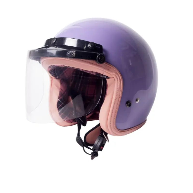Helm RIMC Rosa Flannel Purple Pastel + Visor Kaca Bogo Motorcycle Helmet 0