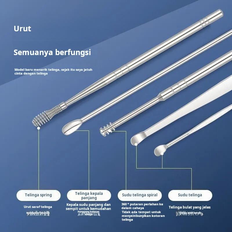 【Bộ 6 món, giảm giá 50% trong thời gian có hạn】Bộ Dụng Cụ Lấy Ráy Tai, 6 Món, Hình Xoắn Ốc, Cầm Tay, Dùng Trong Gia Đình, Thích Hợp Để Tẩy Cặn, Hình Xoắn Ốc, Bộ Dụng Cụ Làm Sạch Tai 3