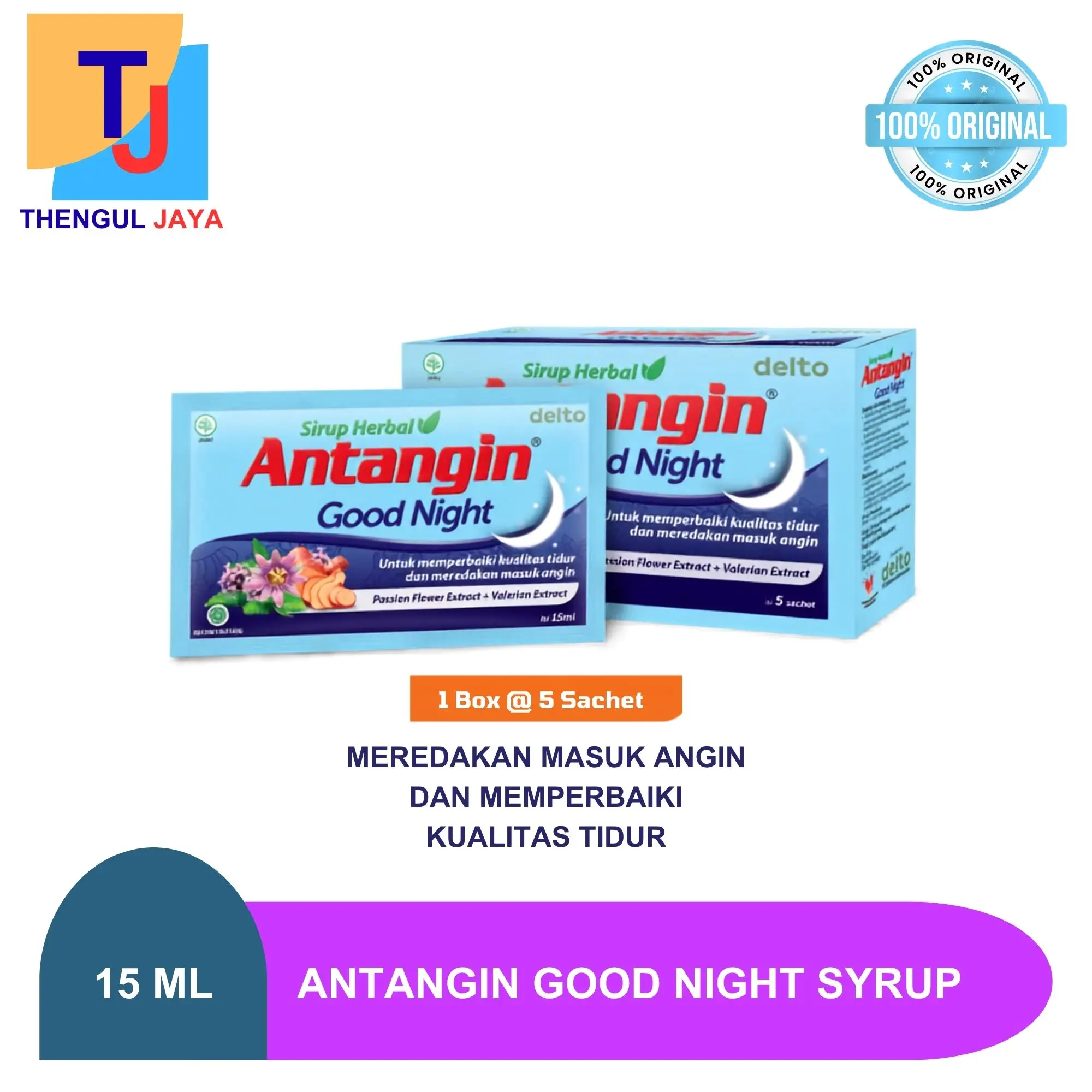 Antangin Good Night Syrup D5 - Obat Herbal Cair untuk Meredakan Masuk Angin & Meningkatkan Kualitas Tidur 100% Original & Halal