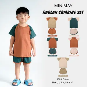 Piyama Raglan Baju Anak Two Tones Colors Kaos Earth Tone