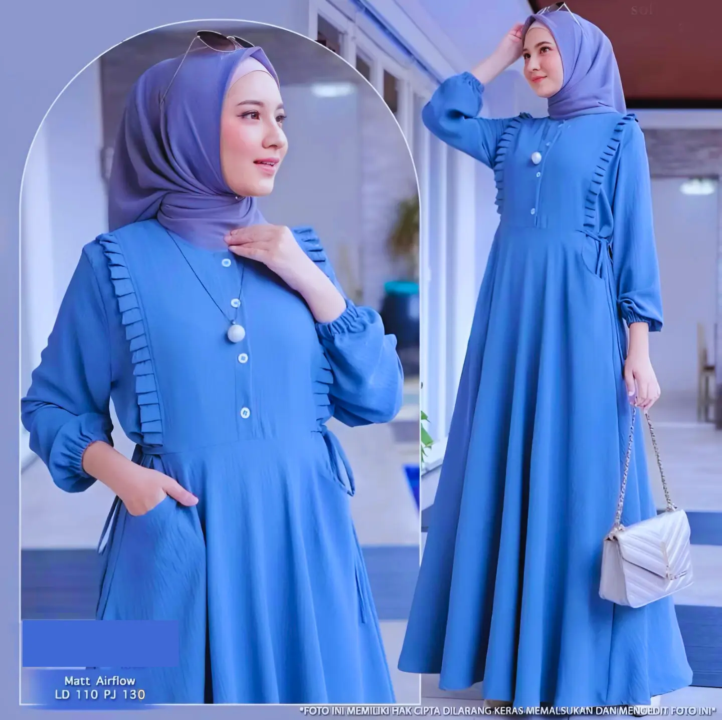 Meika Mika Dress Gamis Crinkle Airflow Premium Kancing Polos Muslim Nyaman gamis  maxi baju  gamis Panjang