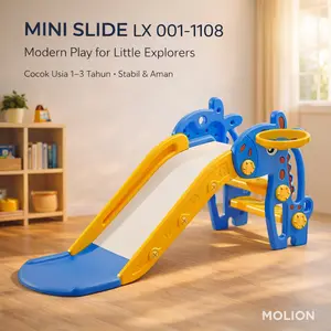 Molion Mainan Perosotan Anak Prosotan Seluncuran Anak M1108 Plastik HDPE Aman Tahan Lama Dilengkapi Pegangan Lebar Anti-Slip Ring Basket Samping