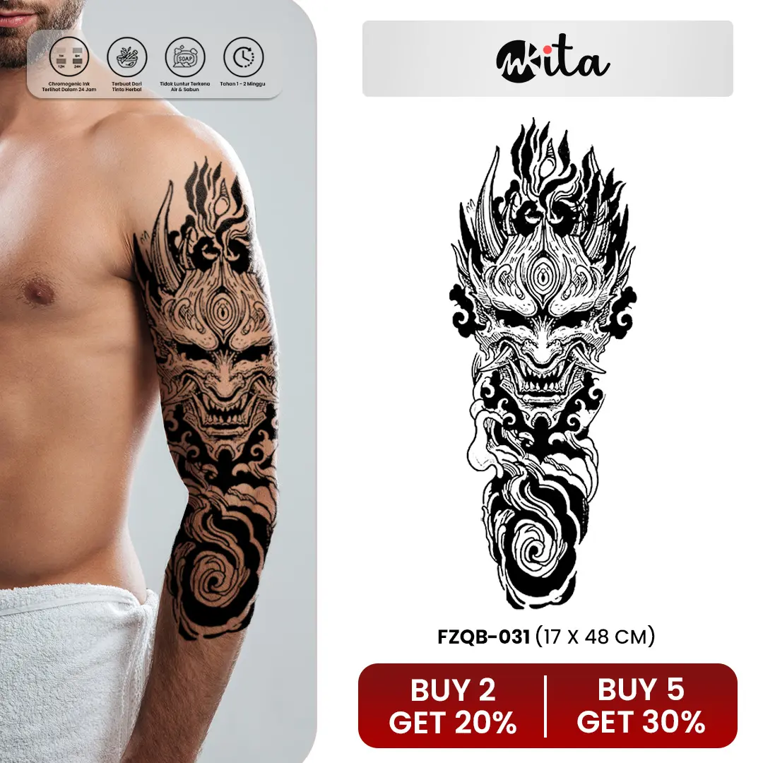 tatto Full Arms tatto lengan 155x465 mm tattoo fruit ink animal Tatoo temporary semi permanen tato temporer