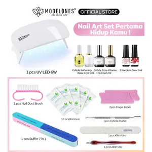 【2026 Hot Sale】Modelones Paket Nailart pro unyu unyu untuk pemula / setkumplit nailart Kuku 7ml Kutek Gel warna Random 2pcs