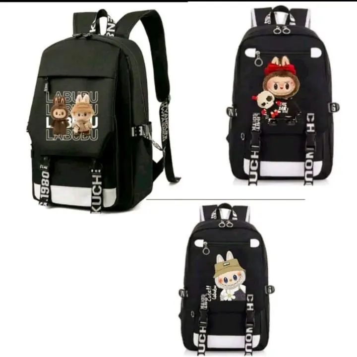 Ransel gendong labubu anak laki_laki wanita sd smp smk Backpack Sekolah Perempuan Hitam pria keren Fashion premium kuliah ringan stylist 5