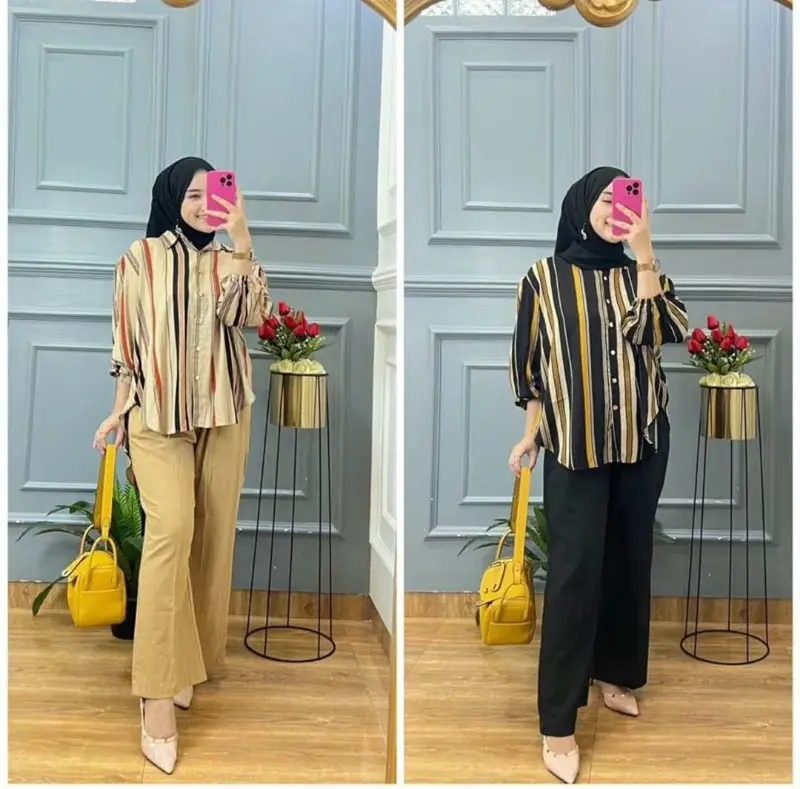 SETELAN WANITA MOTIF SALUR MALIKA // ONE SET WANITA TERBARU // SET PENJAMAS KEKINIAN TERMURAH 7