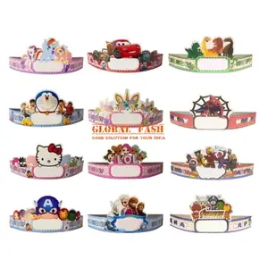 Topi Ulang Tahun Anak / Mahkota Kepala Pesta Lingkar Ultah Hbd Karakter Isi 10pcs