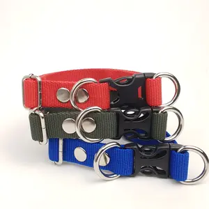 Tali Leher Kalung Anjing Dog Collar Tebal Nylon Dobel Lembut Lebar 2 Cm Buckle Plastik Berkualitas Ring D Tebal Warna Merah Hitam Biru Dongker Abu Muda Biru Ijo Army