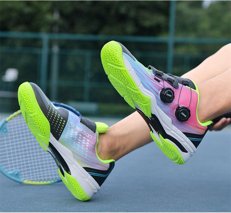 Product Introduction of 36-46 Professional Badminton Shoes for Men Double Rotating Buckle Tennis Shoes Wear-resistant Non-slip Table Tennis Shoes Couple's Training and Competition Sneakers Plus Size 18