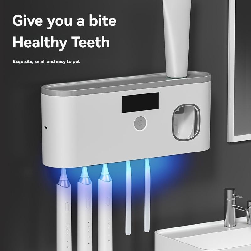 Smart UV Toothbrush Sterilizer, Wall Mounted Toothbrush Holder with Automatic Toothpaste Dispenser, Bathroom Accessories for Home Use, Toothbrush Protector, Home Goods, Organizing 4