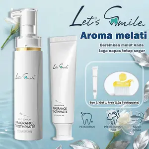Let’s Smile Official Pasta Gigi Pemutih 150g and 100g– Menghilangkan Noda Kuning, Hilangkan Bau Mulut, Nafas Segar, Lindungi Gusi, Buy 2 Get 1 Free (10g Toothpaste)