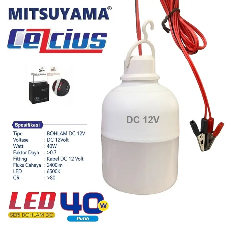 Lampu Bohlam LED DC 12V 10, 20, 30, 40, 50 Watt Mitsuyama Colok Aki - Solar Panel 0