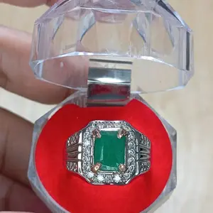 Cincin Batu Permata Zamrud Colombia Asli Natural Siap Pakai - Ikatan Perak