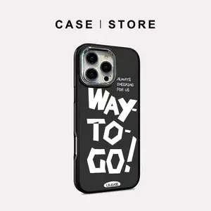 CASE STORE Creative Letters Silikon Case untuk iPhone 13 14 15 12 11 16 PRO MAX 7 8 SE 7+ 8+ X XS XR XS MAX Warna Solid Plating Steel Cover