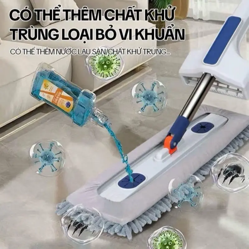 (1 Chổi + 2 Bông Lau) Cây Lau Nhà San Hô TT79 45x12CM Xoay 360 Độ Tặng Kèm 2 Miếng Lau 4