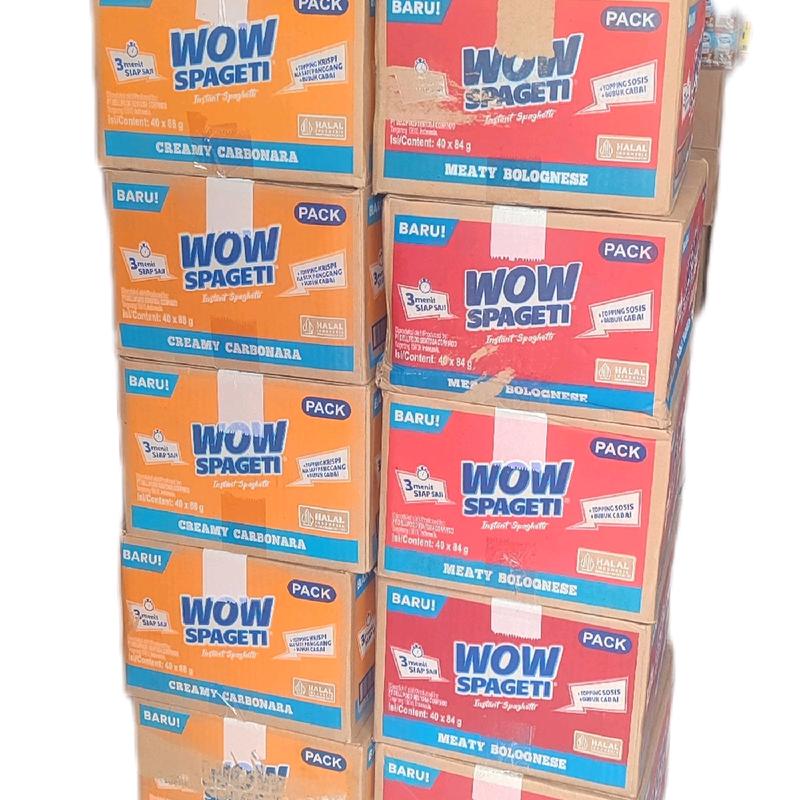 promo  mie wow spageti  instan carbonara dan Bolognese kartonan 0