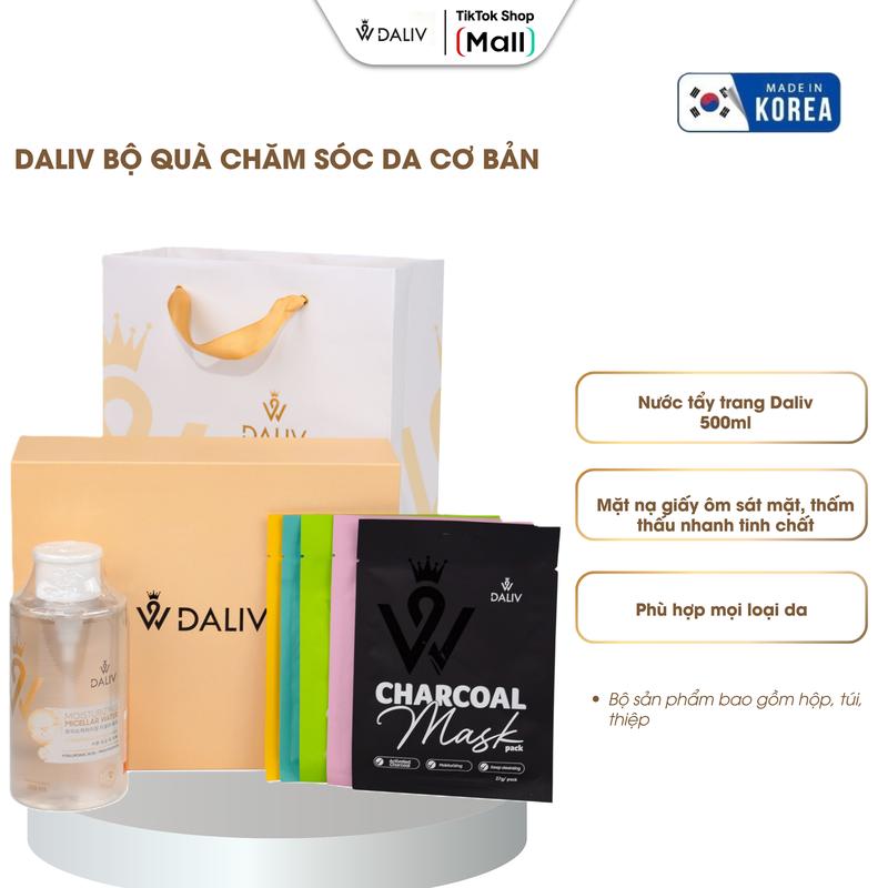 Daliv Bộ Quà Chăm Sóc Da Cơ Bản Với Nước Tẩy Trang Và Combo 5 Mặt Nạ Dưỡng Sâu Cho Mọi Loại Da