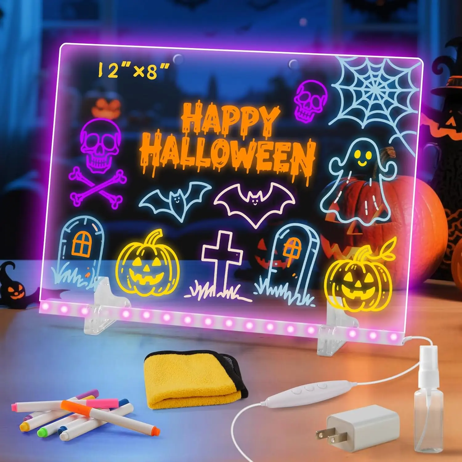 Lumiboard Led Drawing Board with 7 Colors,Light Up Acrylic Cosmody Drawing Board,Glowing Acrylic Dry Erase Board with Light